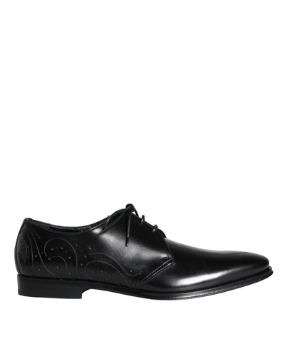 Dolce &amp; Gabbana Zwarte Kalfsleren Derby Herenschoenen