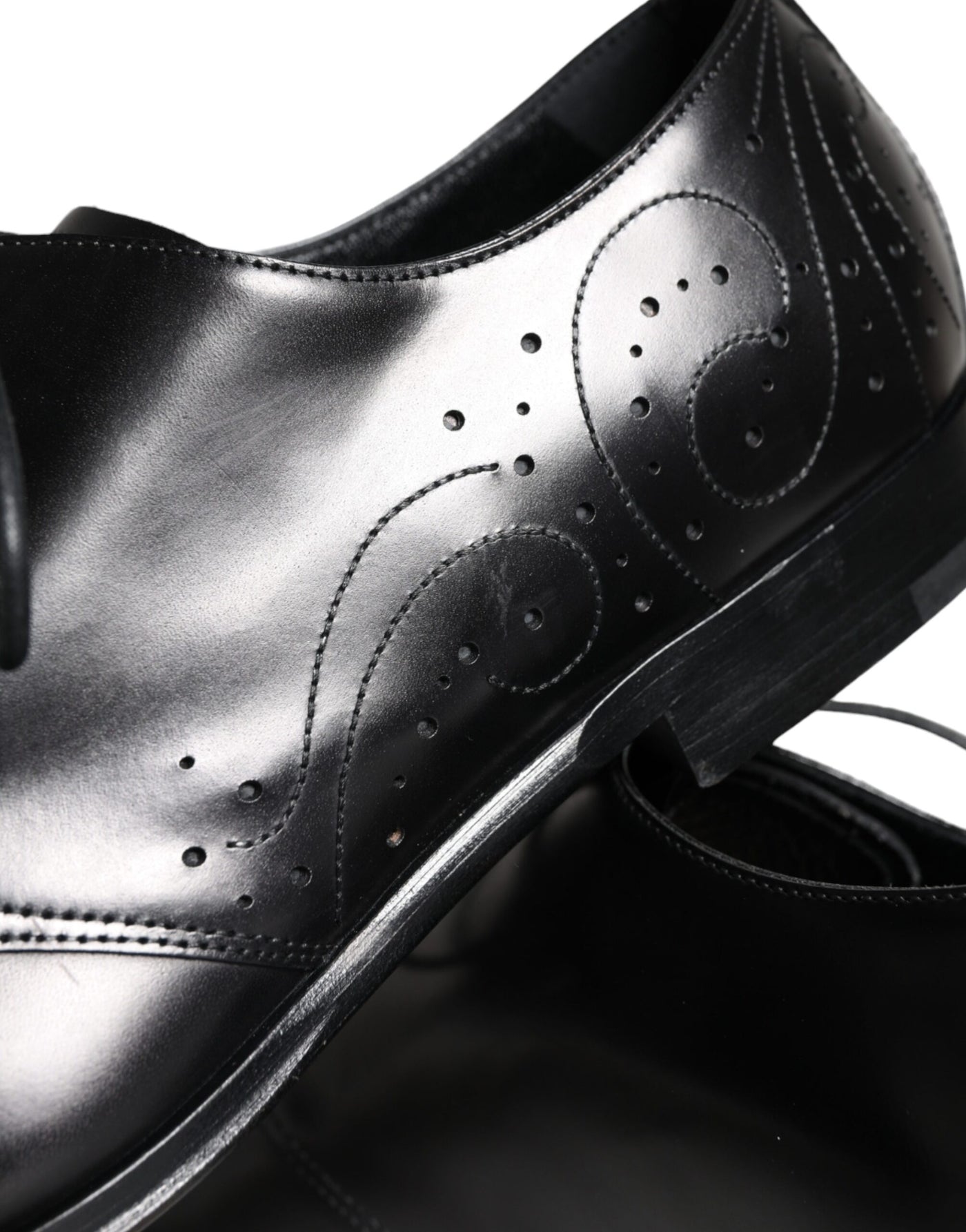 Dolce &amp; Gabbana Zwarte Kalfsleren Derby Herenschoenen