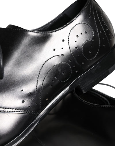 Dolce &amp; Gabbana Zwarte Kalfsleren Derby Herenschoenen