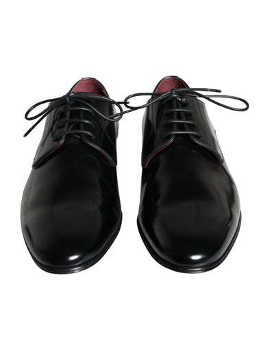 Dolce &amp; Gabbana Zwarte Kalfsleren Derby Dress Herenschoenen