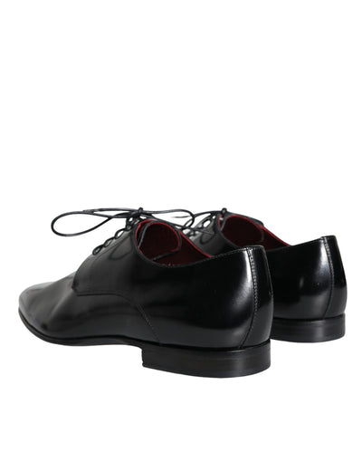 Dolce &amp; Gabbana Zwarte Kalfsleren Derby Dress Herenschoenen