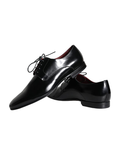 Dolce &amp; Gabbana Zwarte Kalfsleren Derby Dress Herenschoenen