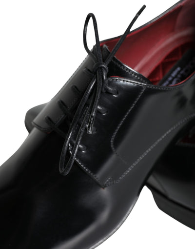 Dolce &amp; Gabbana Zwarte Kalfsleren Derby Dress Herenschoenen