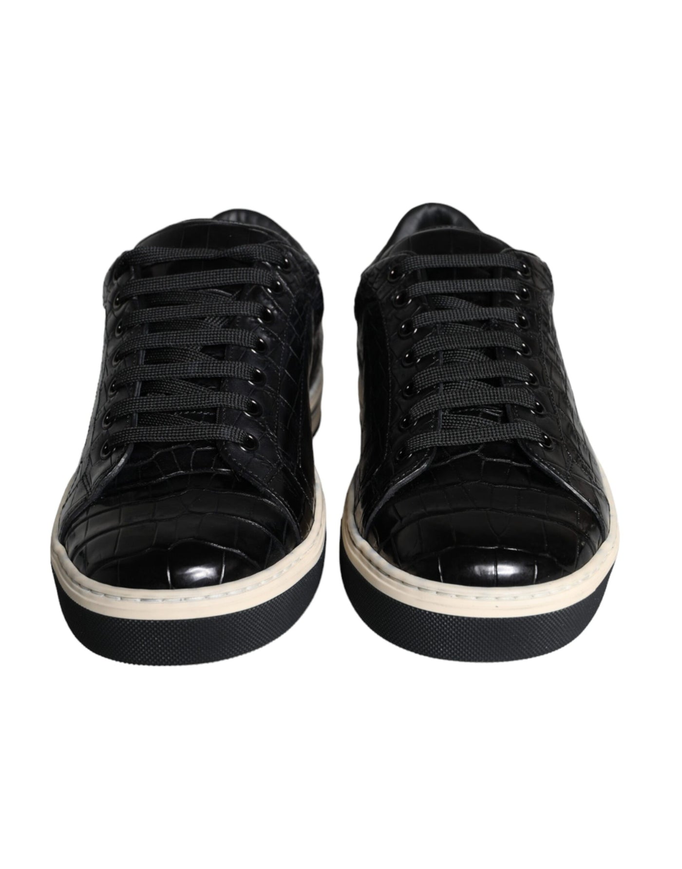 Dolce &amp; Gabbana Zwarte Leren Heren Lage Sneakers
