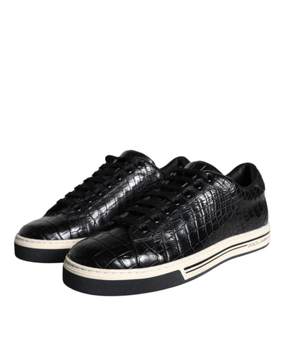 Dolce &amp; Gabbana Zwarte Leren Heren Lage Sneakers