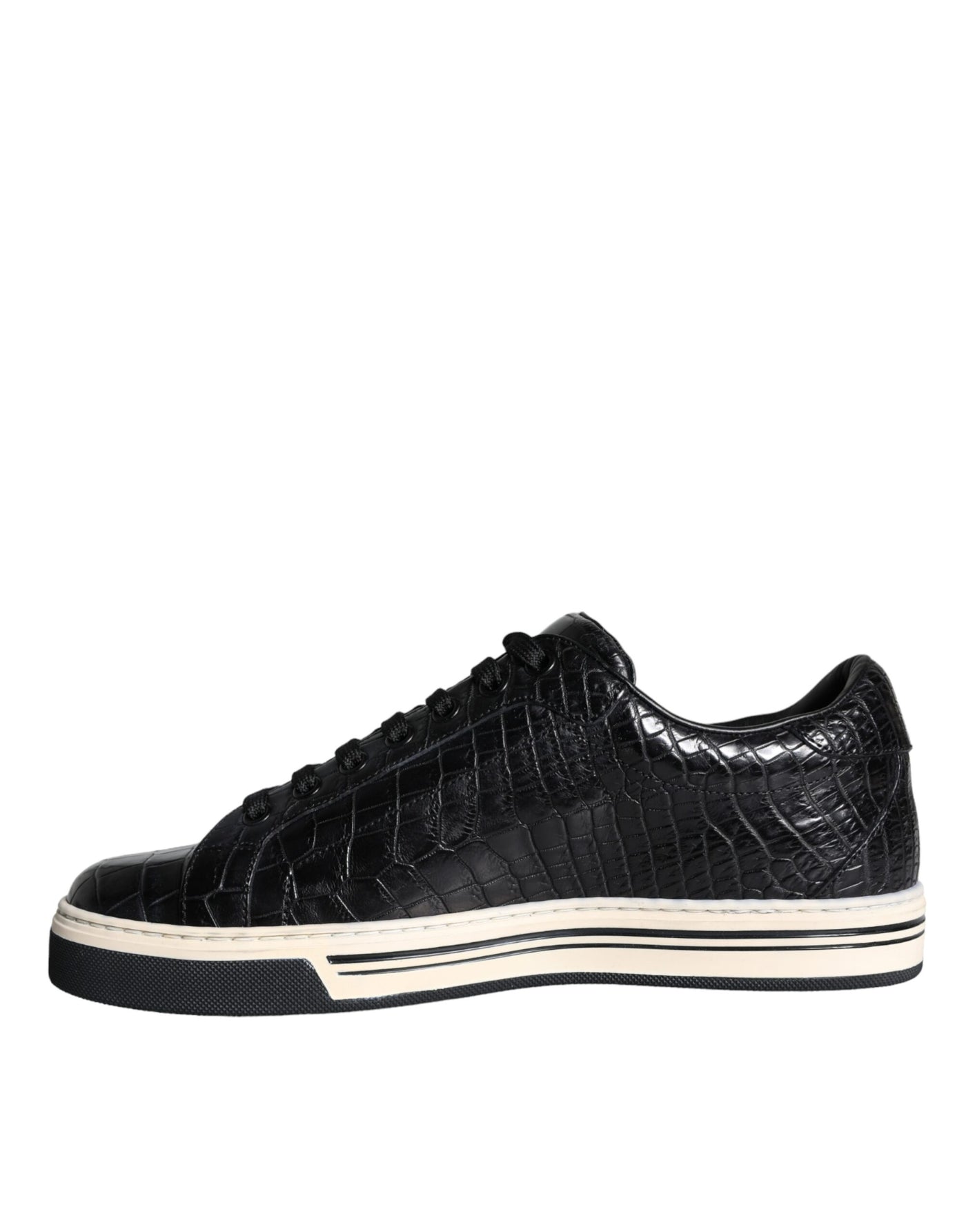 Dolce &amp; Gabbana Zwarte Leren Heren Lage Sneakers