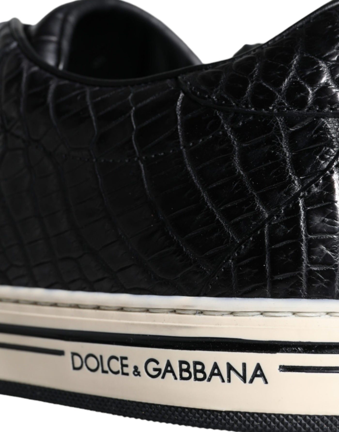 Dolce &amp; Gabbana Zwarte Leren Heren Lage Sneakers