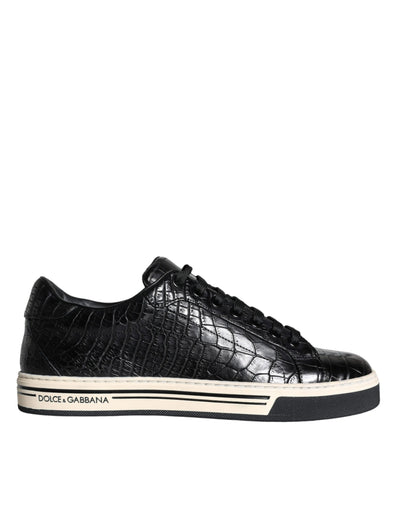 Dolce &amp; Gabbana Zwarte Leren Heren Lage Sneakers