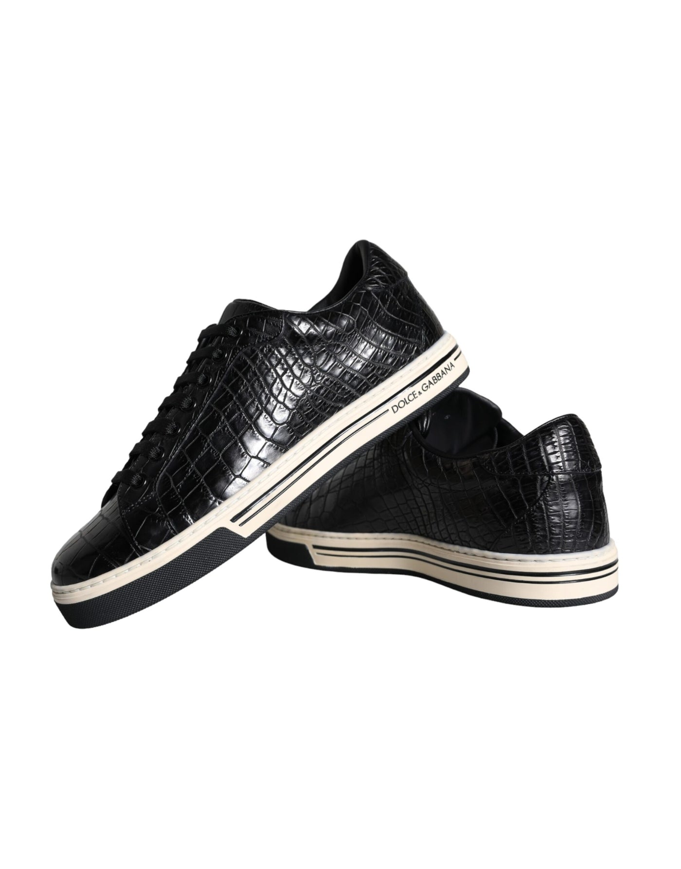 Dolce &amp; Gabbana Zwarte Leren Heren Lage Sneakers