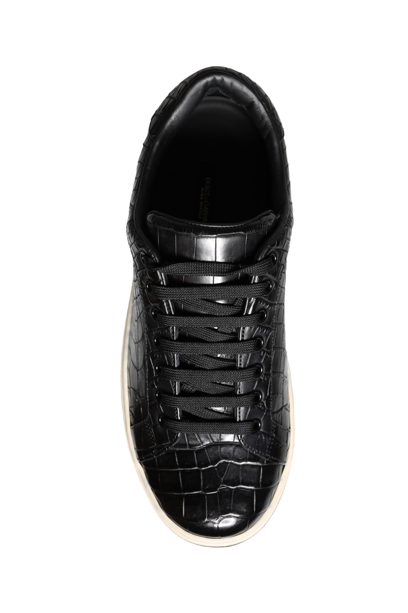 Dolce &amp; Gabbana Zwarte Leren Heren Lage Sneakers