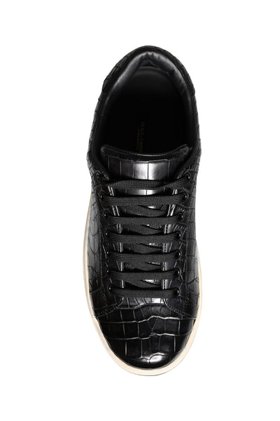 Dolce &amp; Gabbana Zwarte Leren Heren Lage Sneakers
