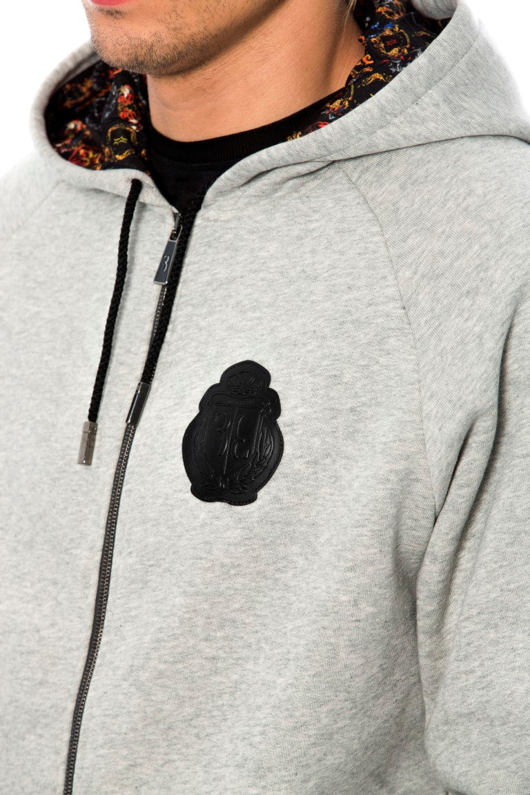 Miljardair Italiaanse couture grijs katoenen sweatshirt met capuchon
