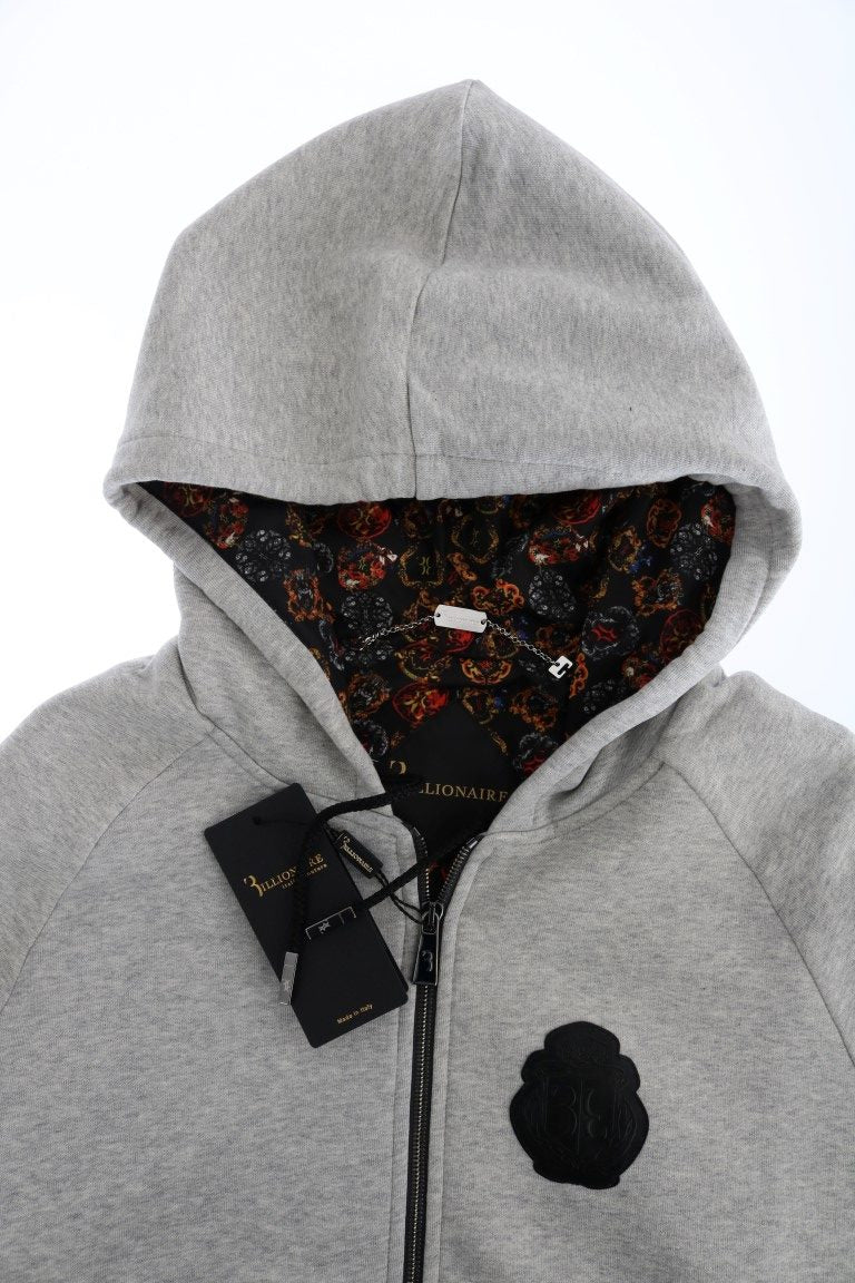 Miljardair Italiaanse couture grijs katoenen sweatshirt met capuchon