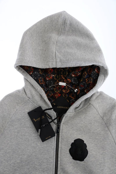 Miljardair Italiaanse couture grijs katoenen sweatshirt met capuchon