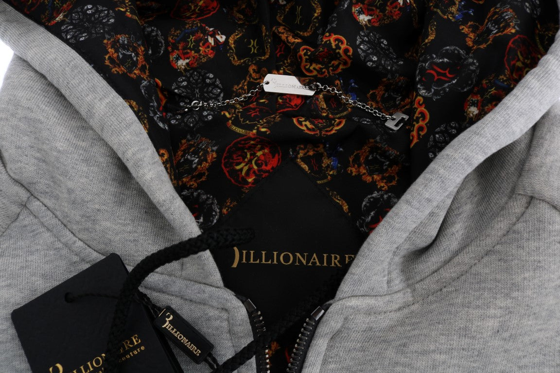 Miljardair Italiaanse couture grijs katoenen sweatshirt met capuchon