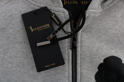 Miljardair Italiaanse couture grijs katoenen sweatshirt met capuchon
