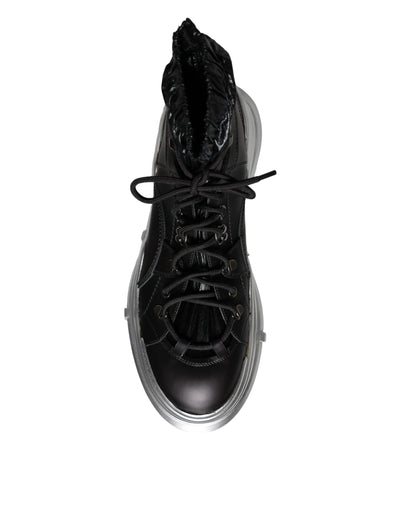 Dolce &amp; Gabbana Zwarte Nylon Galileo High Top Sneakers Schoenen