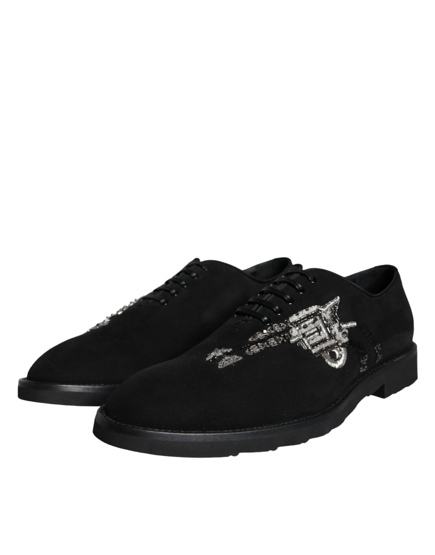 Dolce &amp; Gabbana Zwarte Suède Sicilia Veterschoenen