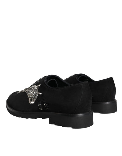 Dolce &amp; Gabbana Zwarte Suède Sicilia Veterschoenen