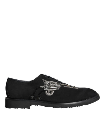Dolce &amp; Gabbana Zwarte Suède Sicilia Veterschoenen