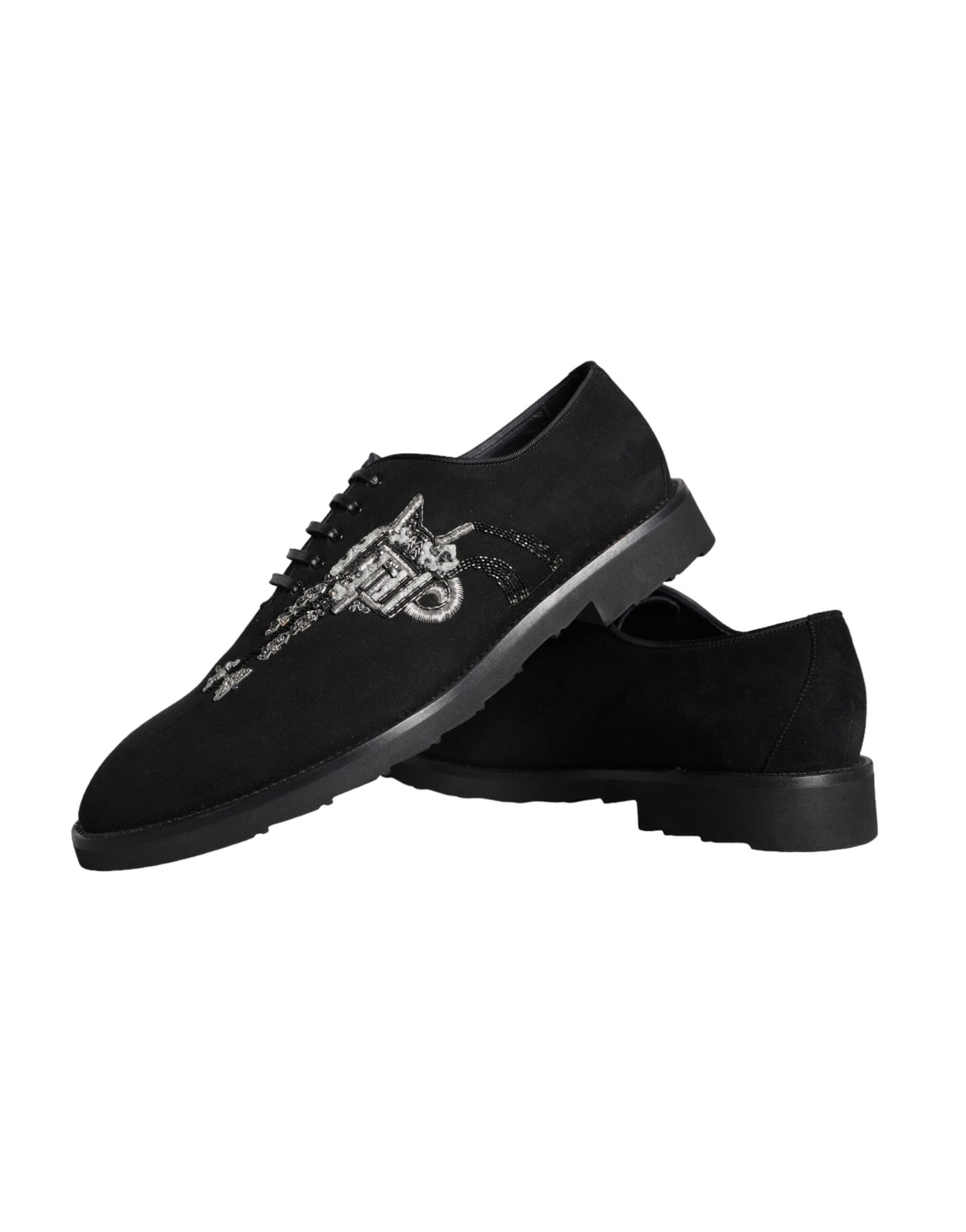 Dolce &amp; Gabbana Zwarte Suède Sicilia Veterschoenen