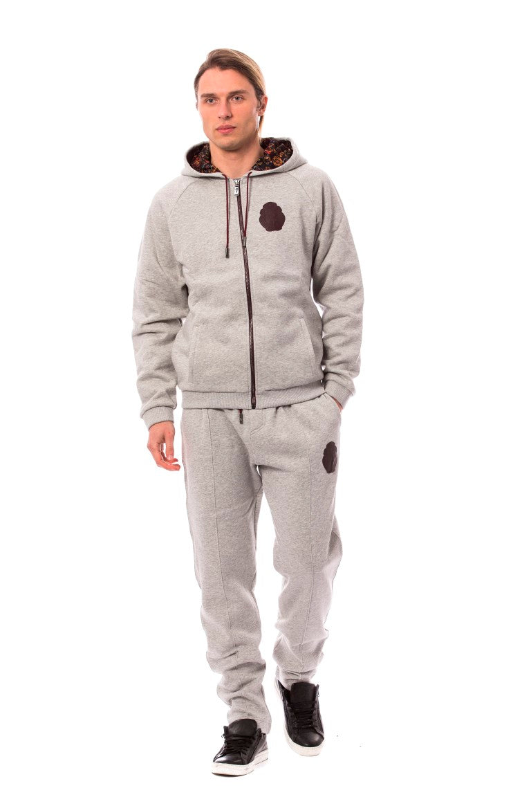 Miljardair Italiaanse couture grijs katoenen sweatshirt met capuchon