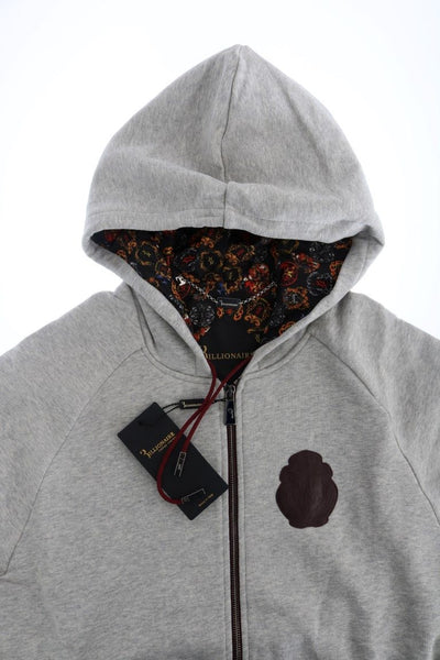 Miljardair Italiaanse couture grijs katoenen sweatshirt met capuchon