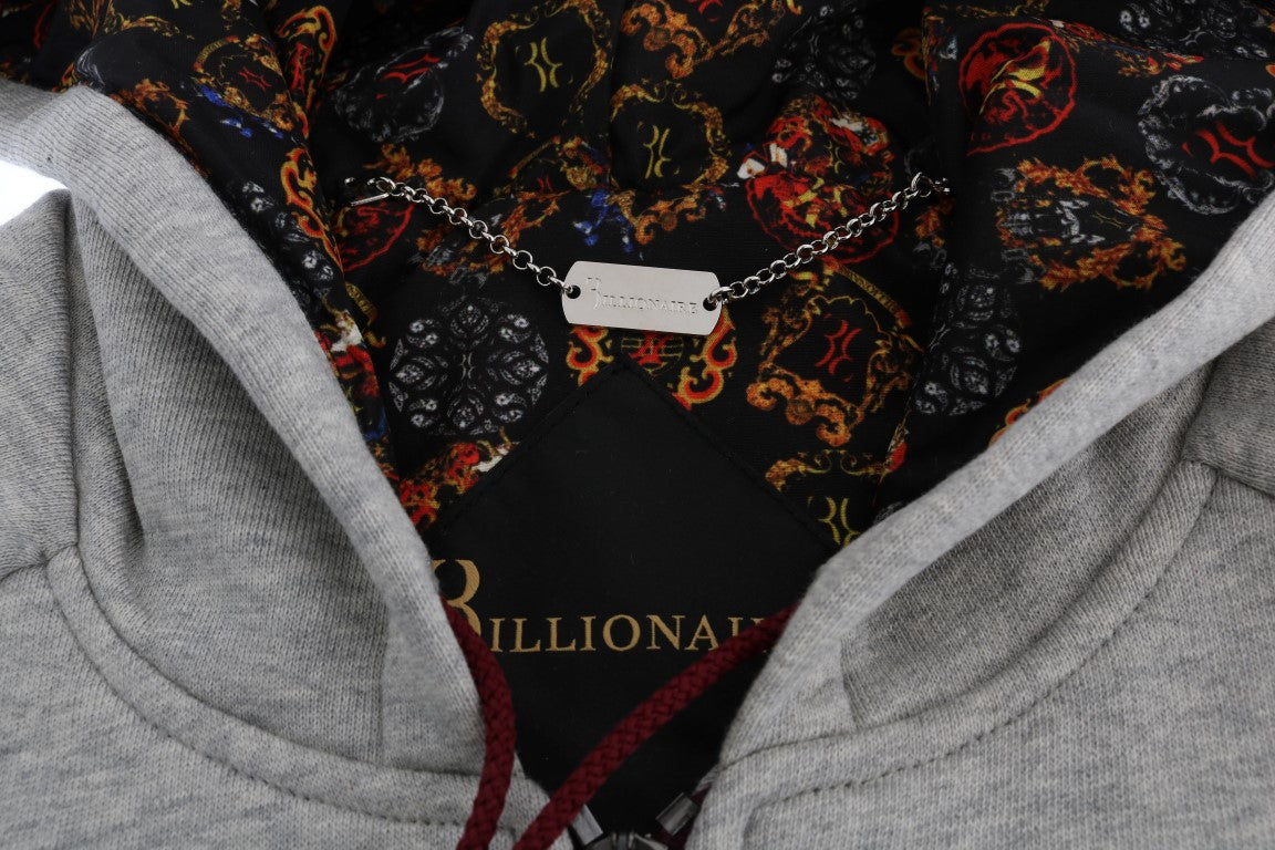 Miljardair Italiaanse couture grijs katoenen sweatshirt met capuchon