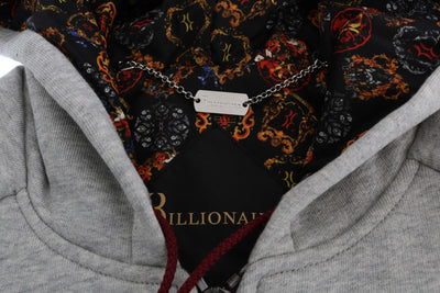 Miljardair Italiaanse couture grijs katoenen sweatshirt met capuchon