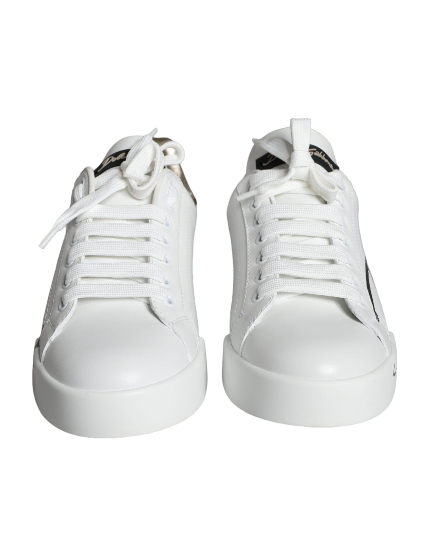 Dolce &amp; Gabbana White Gold Portofino Low Top leren sneakers
