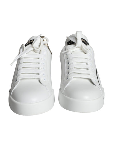 Dolce &amp; Gabbana White Gold Portofino Low Top leren sneakers