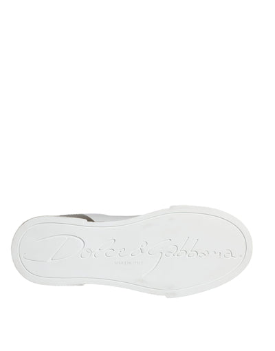 Dolce &amp; Gabbana White Gold Portofino Low Top leren sneakers