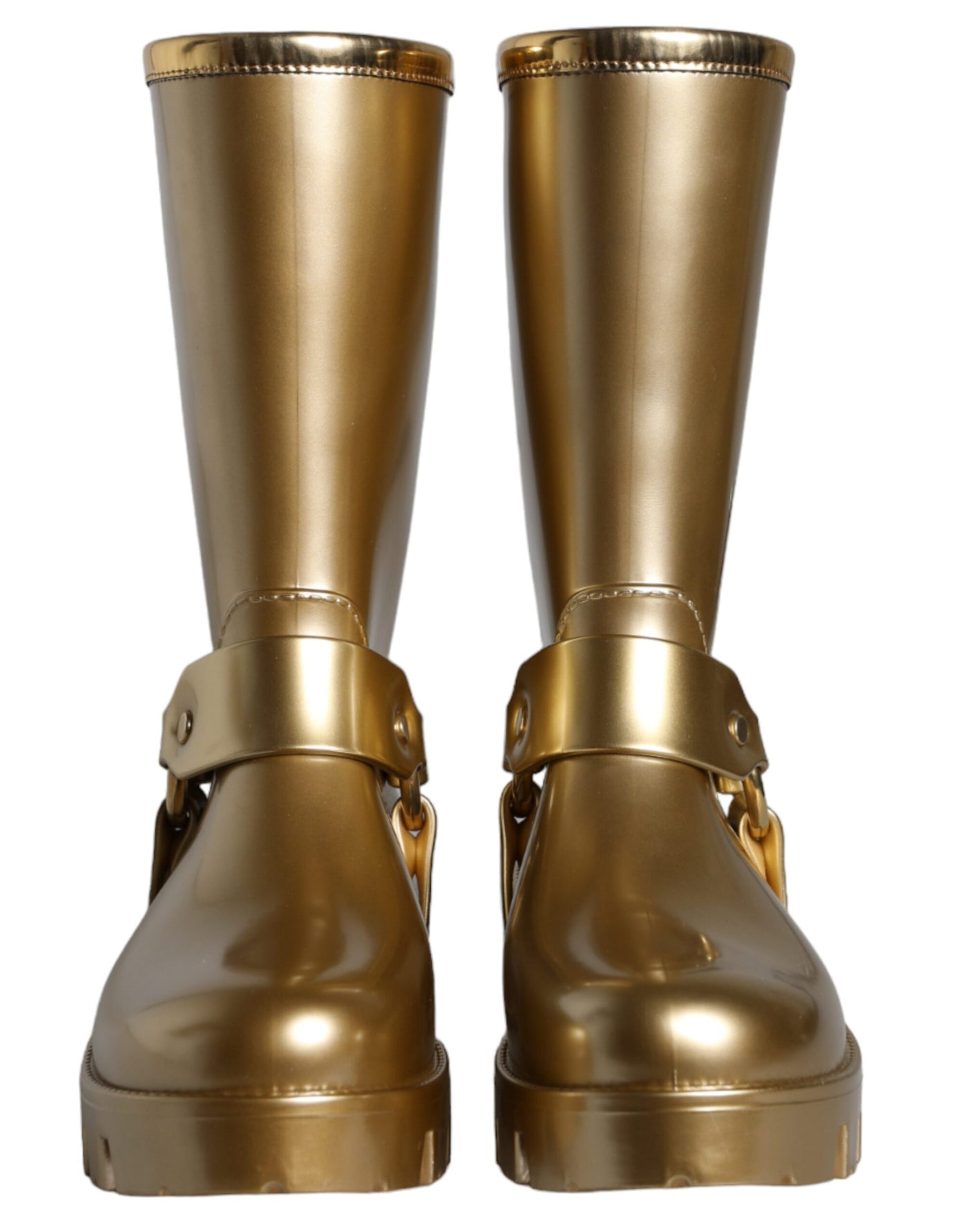 Bottes de pluie Dolce &amp; Gabbana en caoutchouc PVC métallisé doré