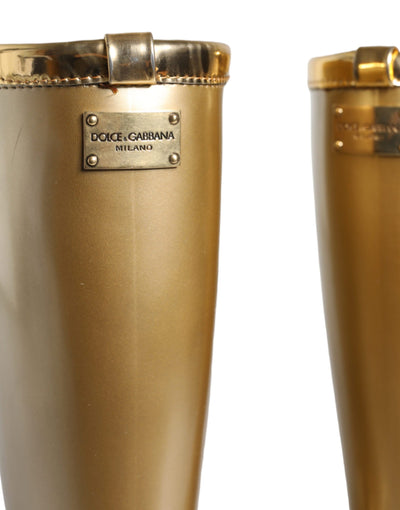 Bottes de pluie Dolce &amp; Gabbana en caoutchouc PVC métallisé doré