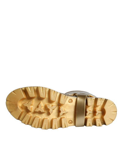 Bottes de pluie Dolce &amp; Gabbana en caoutchouc PVC métallisé doré