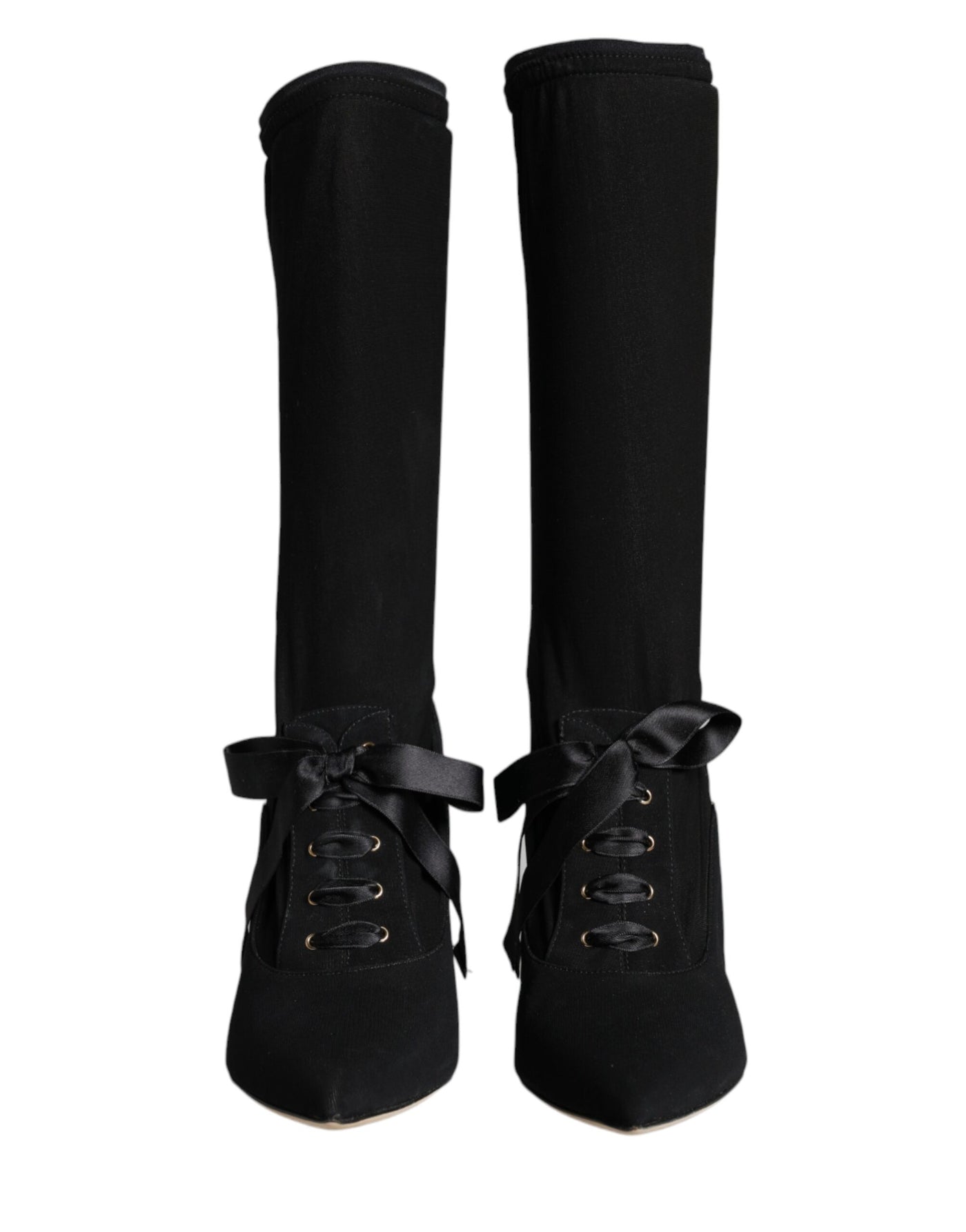 Bottes mi-mollet noires à talons aiguilles Dolce &amp; Gabbana