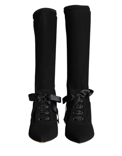 Bottes mi-mollet noires à talons aiguilles Dolce &amp; Gabbana