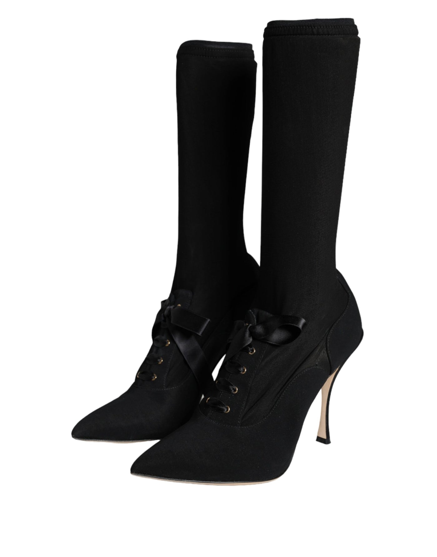 Bottes mi-mollet noires à talons aiguilles Dolce &amp; Gabbana