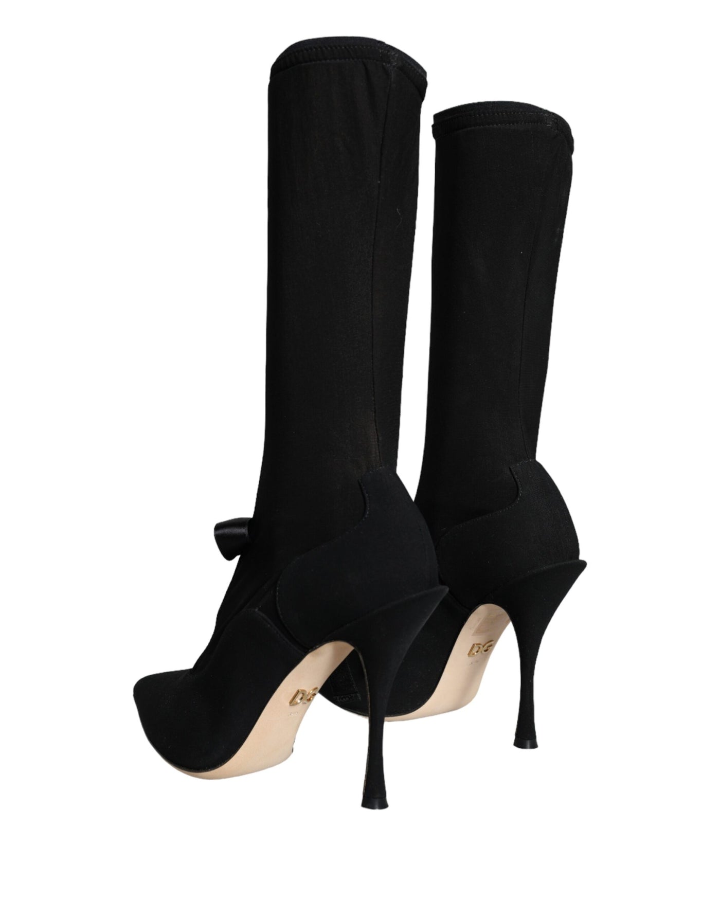 Bottes mi-mollet noires à talons aiguilles Dolce &amp; Gabbana