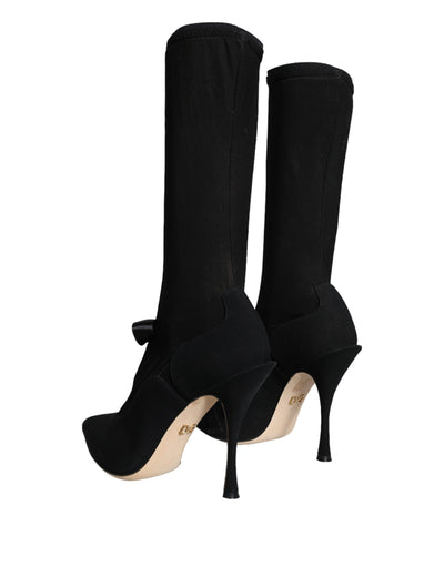 Bottes mi-mollet noires à talons aiguilles Dolce &amp; Gabbana
