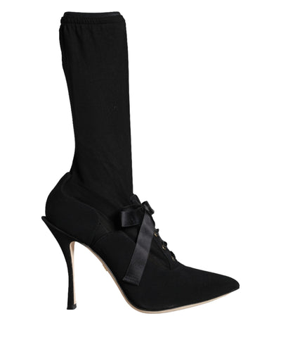 Bottes mi-mollet noires à talons aiguilles Dolce &amp; Gabbana