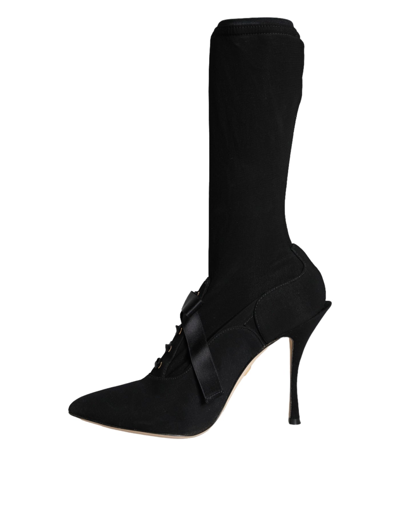 Bottes mi-mollet noires à talons aiguilles Dolce &amp; Gabbana