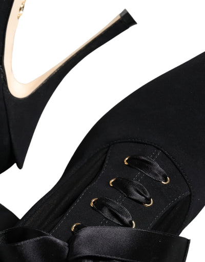 Bottes mi-mollet noires à talons aiguilles Dolce &amp; Gabbana