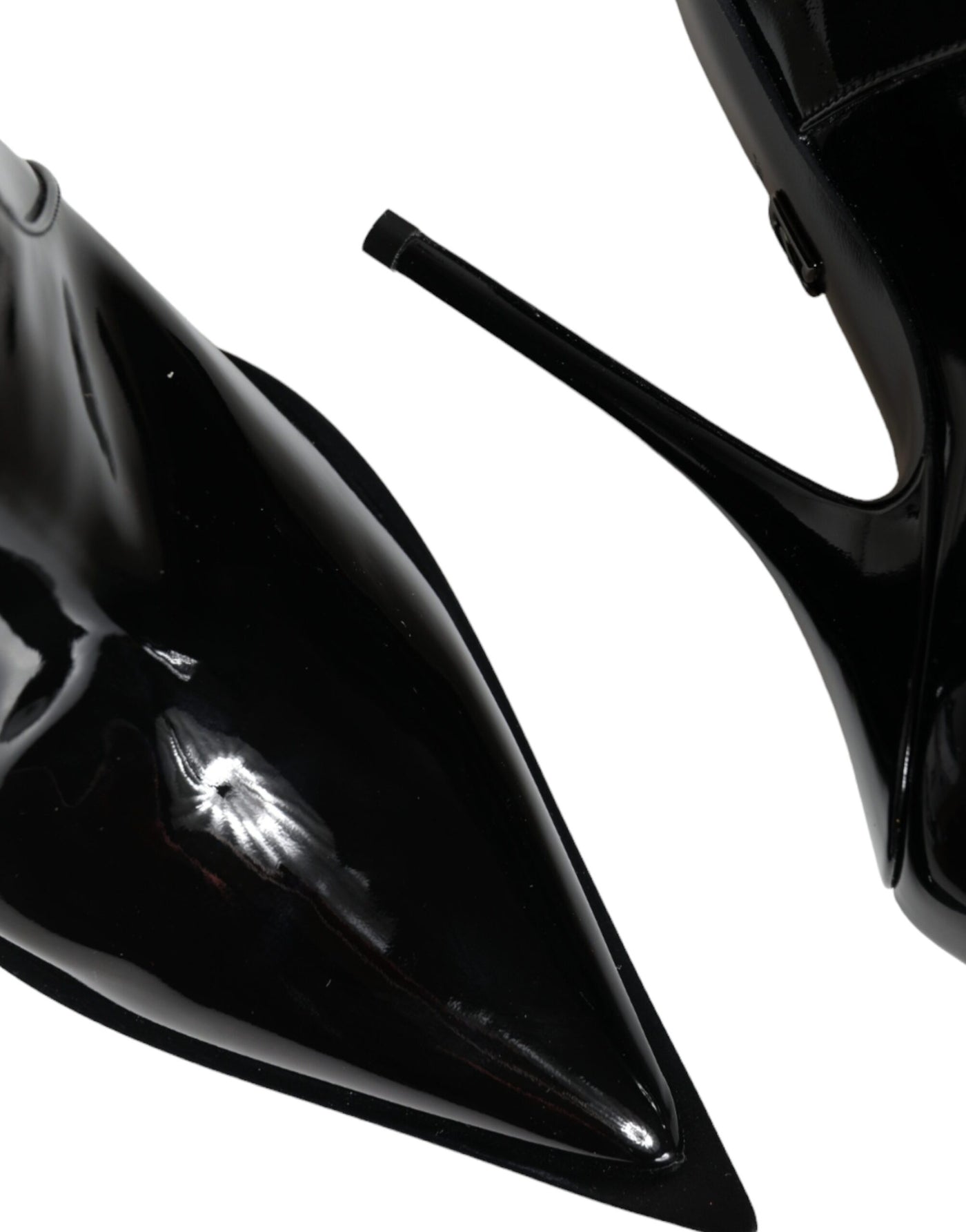 Bottines pointues en cuir verni noir Dolce &amp; Gabbana