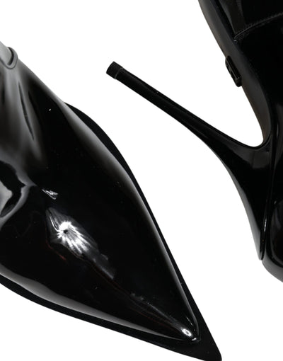 Bottines pointues en cuir verni noir Dolce &amp; Gabbana