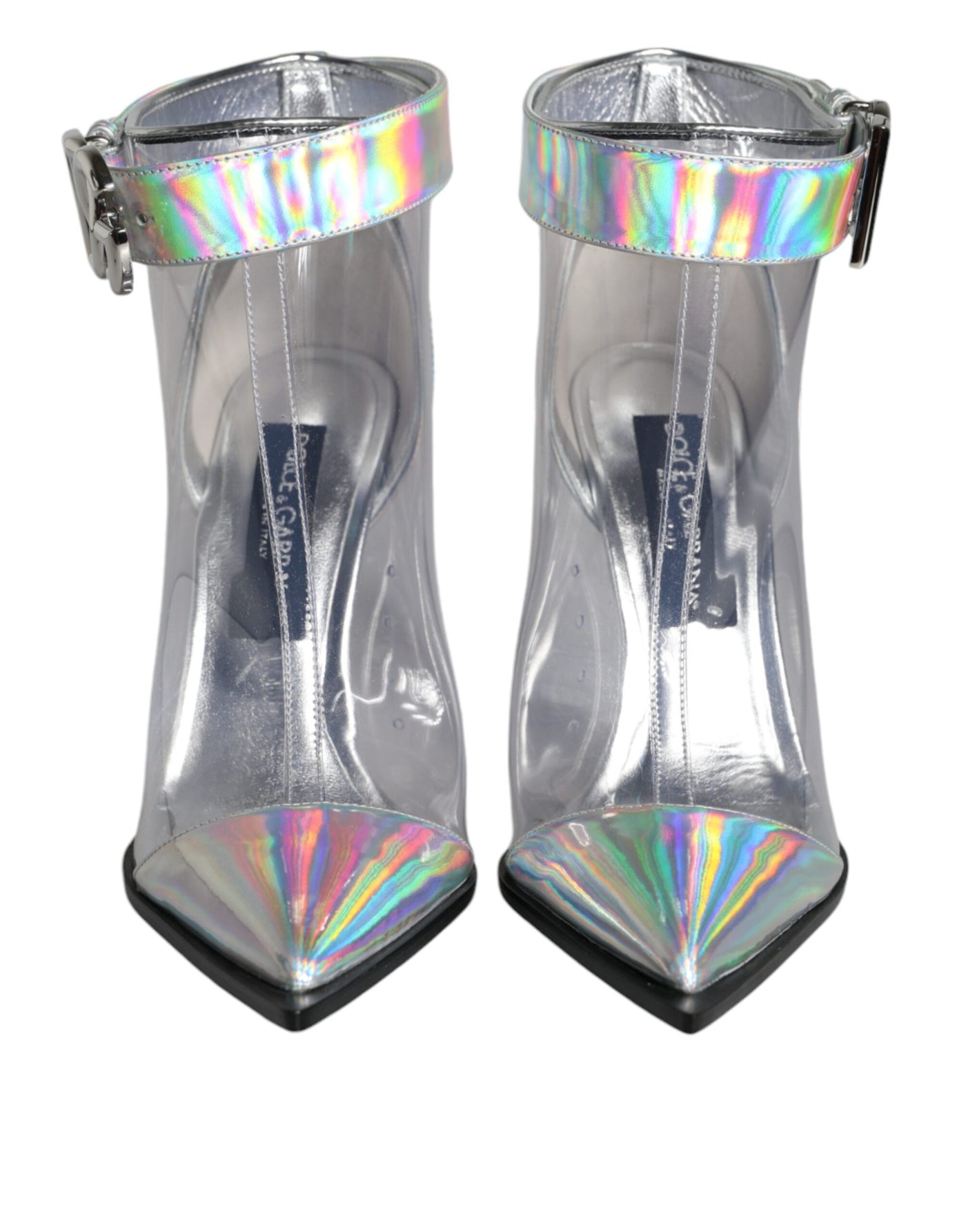 Bottes courtes pointues en PVC irisé argenté Dolce &amp; Gabbana