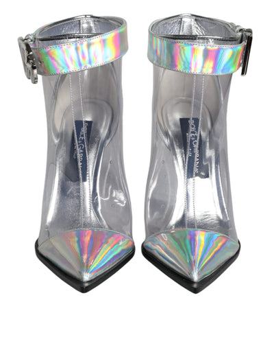 Bottes courtes pointues en PVC irisé argenté Dolce &amp; Gabbana
