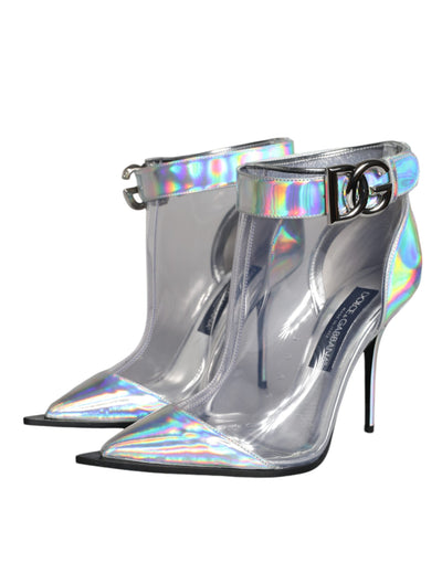 Bottes courtes pointues en PVC irisé argenté Dolce &amp; Gabbana