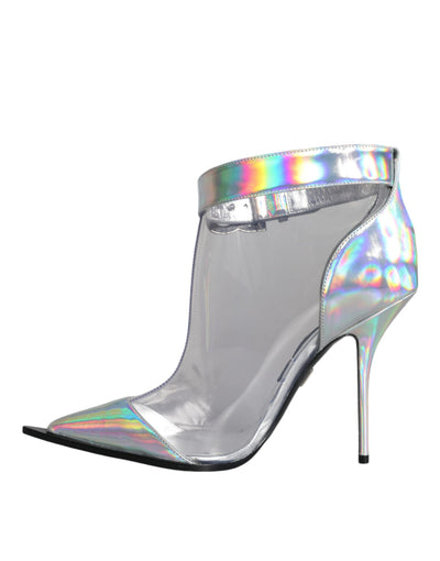 Bottes courtes pointues en PVC irisé argenté Dolce &amp; Gabbana