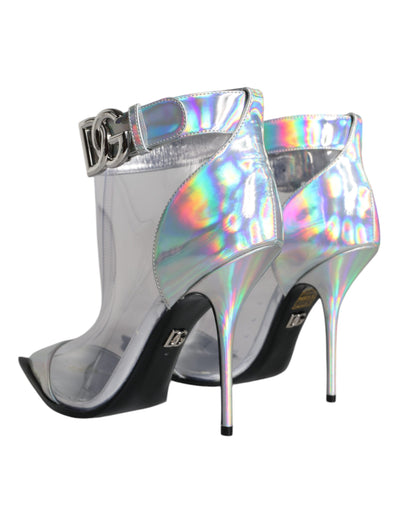 Bottes courtes pointues en PVC irisé argenté Dolce &amp; Gabbana